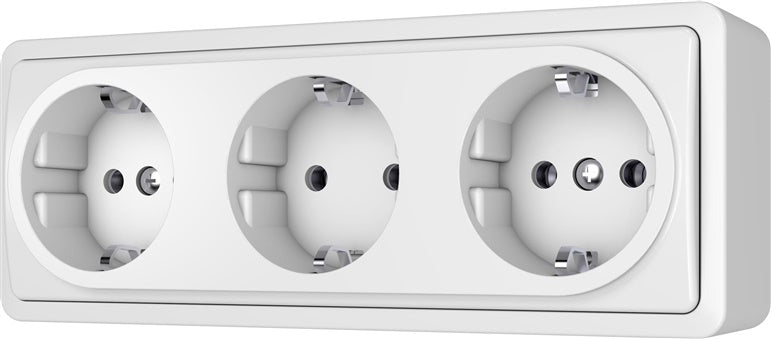 Triple socket VILMA SL+250, with earth, white.