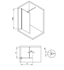 SHOWER WALL KERRIA PLUS NERO CLEAR 90 CM