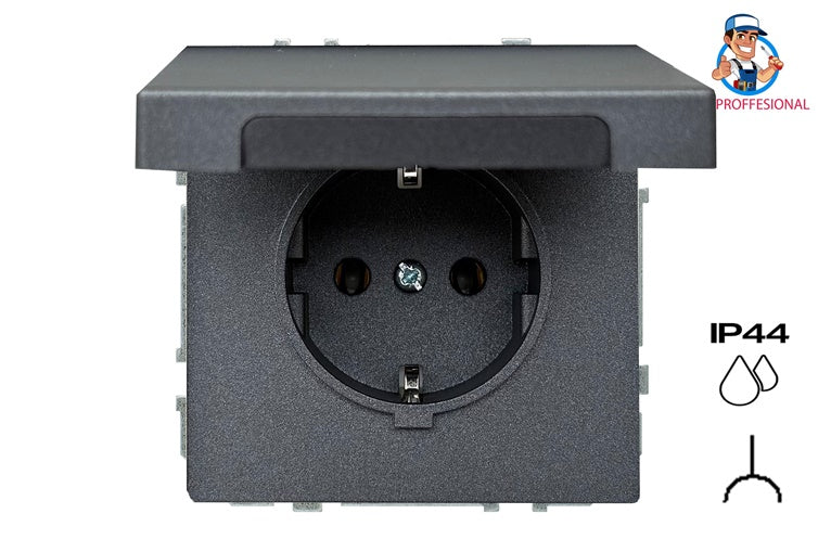 Socket LIREGUS MODERN, IP44, matt black