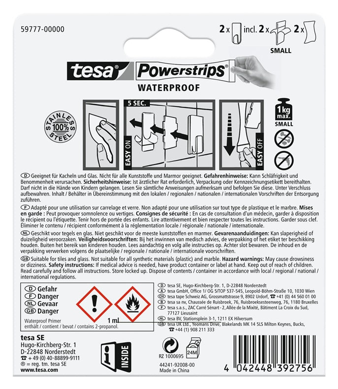 Clothes hook Tesa tesa 59777, stainless steel
