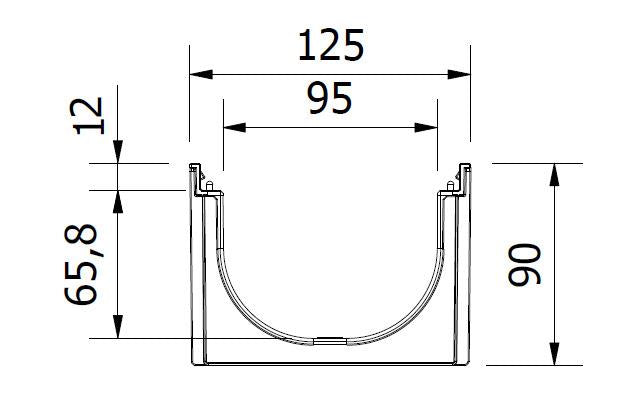 Drainage channel with plastic grating Easyline Aco, A15, 1 m