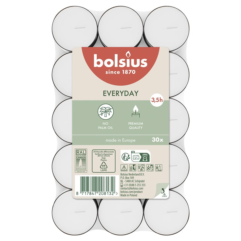 Tealights Bolsius, 3.5 h, 30 pcs.