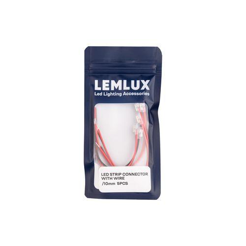 ŁĄCZNIK TAŚMY LED LEMLUX Z KABLEM 15CM 10MM 5SZT