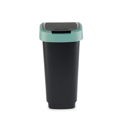 Rotho Twist Waste Bin, Black/Dark Green, 10 L