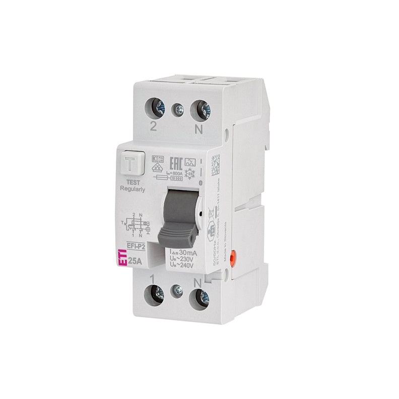 Residual current device ETI EFI-P2 A 10kA, 2P, 25 A, 240 V, 30 mA