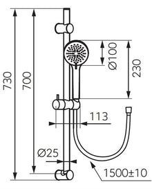 Shower set Ferro, black, 3-function
