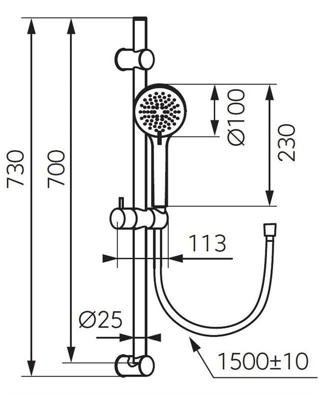 Shower set Ferro, black, 3-function