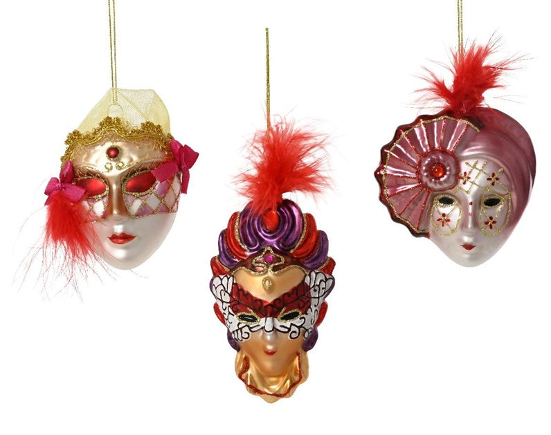 Christmas Tree Decoration Mask, 10 cm, Glass