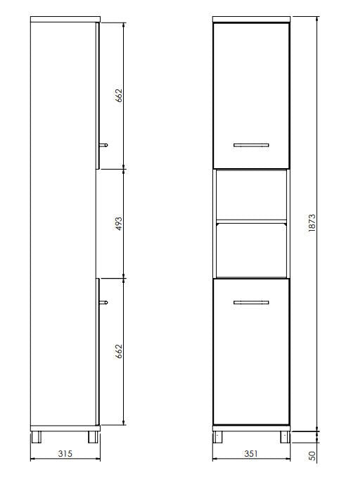 UTILITY CABINET BARI B35 WHITE/OAK