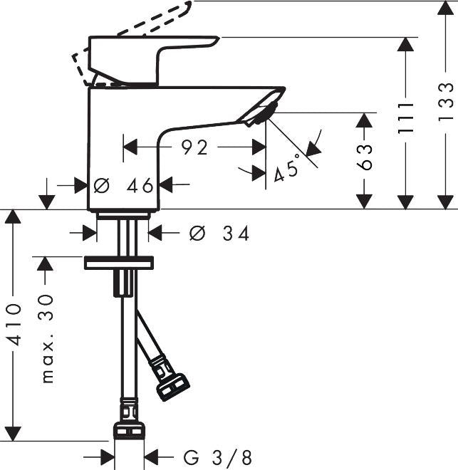 Bateria umywalkowa Hansgrohe Neovis 70 z zaworem, chrom