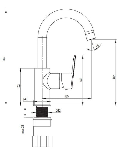 Deante Arnika BQA_D24M Basin Mixer, Titanium