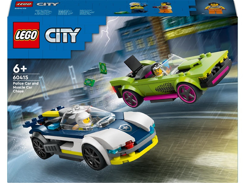 Building blocks Police car and powerful car chase