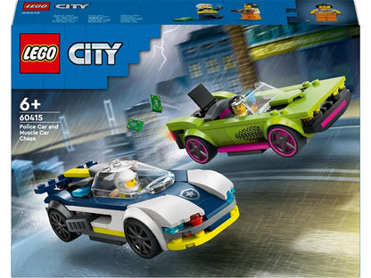 Building blocks Police car and powerful car chase