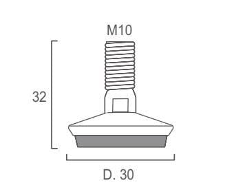Nóżki do mebli Rei, 3.2 cm, Ø 1 cm, czarne