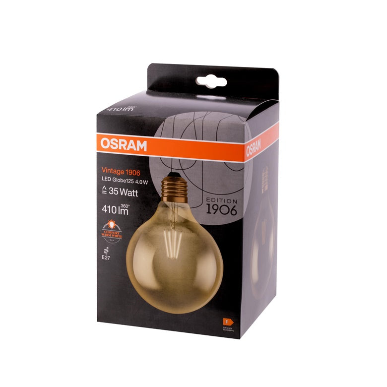 Osram LED light bulb, G125, E27, 4 W, 410 lm, 2400 K