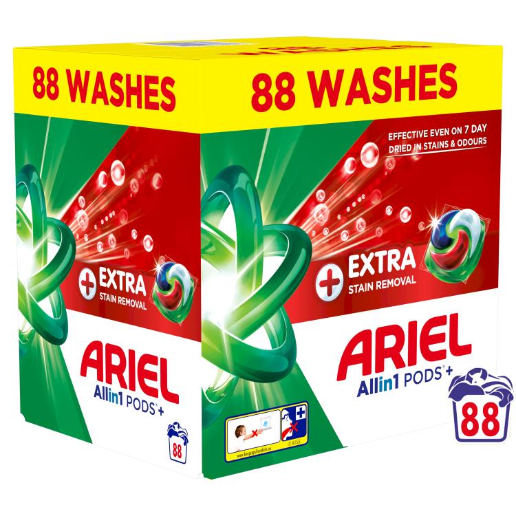 Skalbimo kapsulės Ariel Extra Stain Removal, 88 vnt.