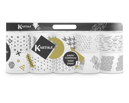 Toilet paper Kartika Black 200 sheets, 10 pcs, 3-ply