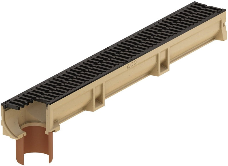 Odwodnienie liniowe ze spustem Ø 110 mm, B125 Aco Euroline, 1 m