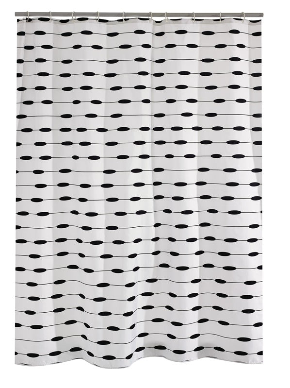 Dušo užuolaida Ridder, balta/juoda, 180 cm x 200 cm