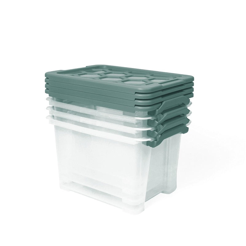 Storage box Rotho, 15 l, clear/green, 387 x 279 x 228 mm