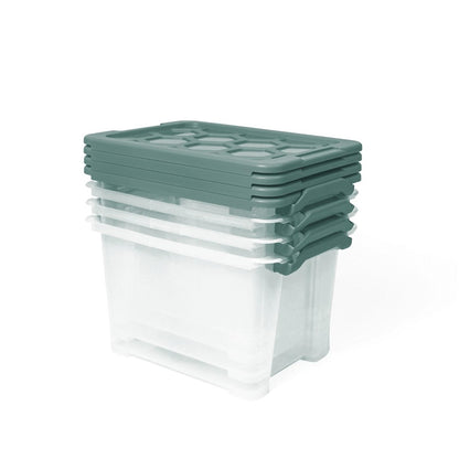 Storage box Rotho, 15 l, clear/green, 387 x 279 x 228 mm