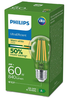 Philips LED Bulb, A60, E27, 4W, 840LM, 2700K CL