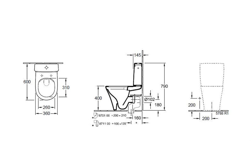 TOILET BOWL POST O.NOVO W/COVER/BAKEL WHITE