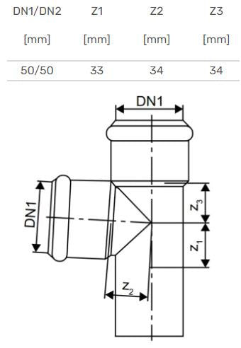 Skolan internal sewerage tee, 58 mm x 58 mm, 87 °