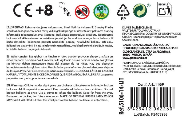 Balionai ovalūs, juodi, D25 vnt 12 vnt.