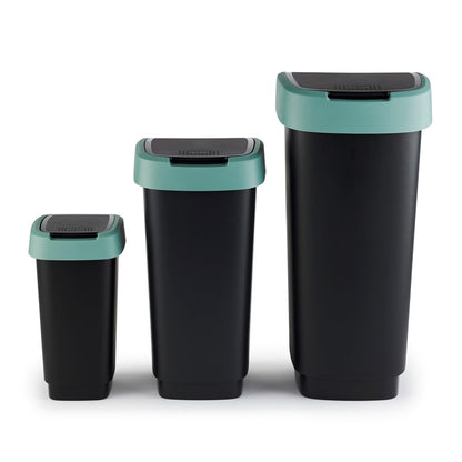 Waste bin Rotho Twist, black/dark green, 50 l