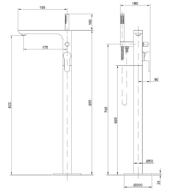Laisvai pastatomas vonios maišyt Invena Glamour BW-02-W04-V