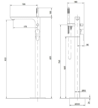Laisvai pastatomas vonios maišyt Invena Glamour BW-02-W04-V