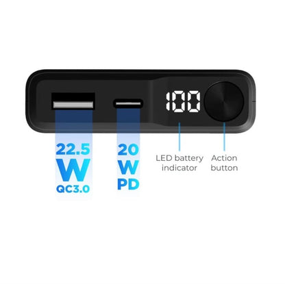 Power bank Ksix, 10000 mAh, juoda sp.