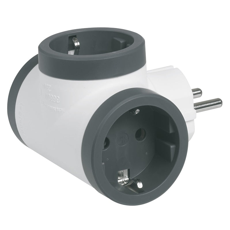 Three-way LEGRAND splitter, white/black