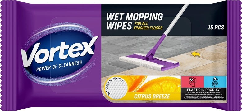 ŚCIERECZKA NAWILŻANA VORTEX CITRUS BREEZE 15SZT