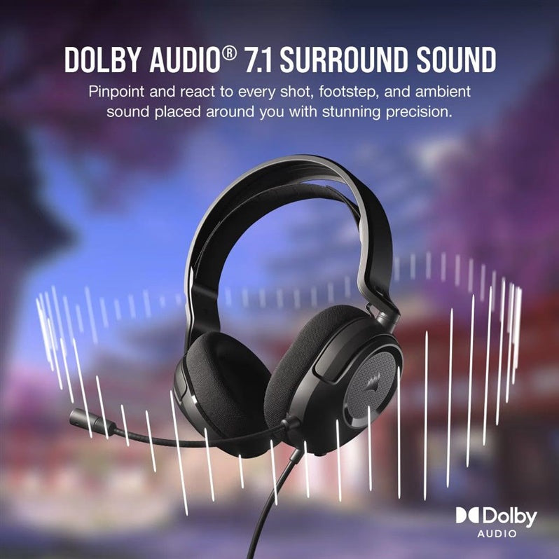 Przewodowe słuchawki gamingowe Corsair HS35 SURROUND v2, czarne
