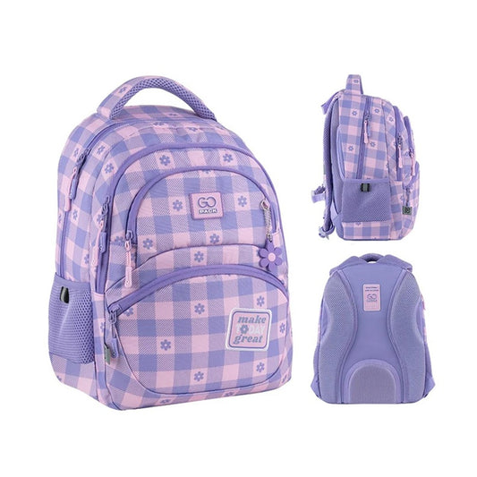 Plecak szkolny GO25-175M-4, różowy, 39x29.5x12cm