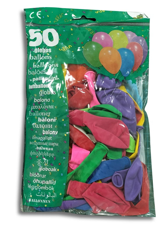 Balionai ovalūs, įvairių spalvų, D21 cm 50 vnt.