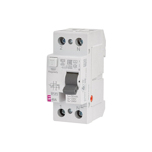 Wyłącznik różnicowoprądowy ETI EFI-P2 A 10kA, 2P, 40 A, 240 V, 30mA