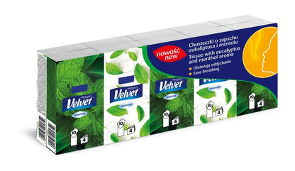 Chusteczki jednorazowe Velvet, 4 warstwy, 10 szt.