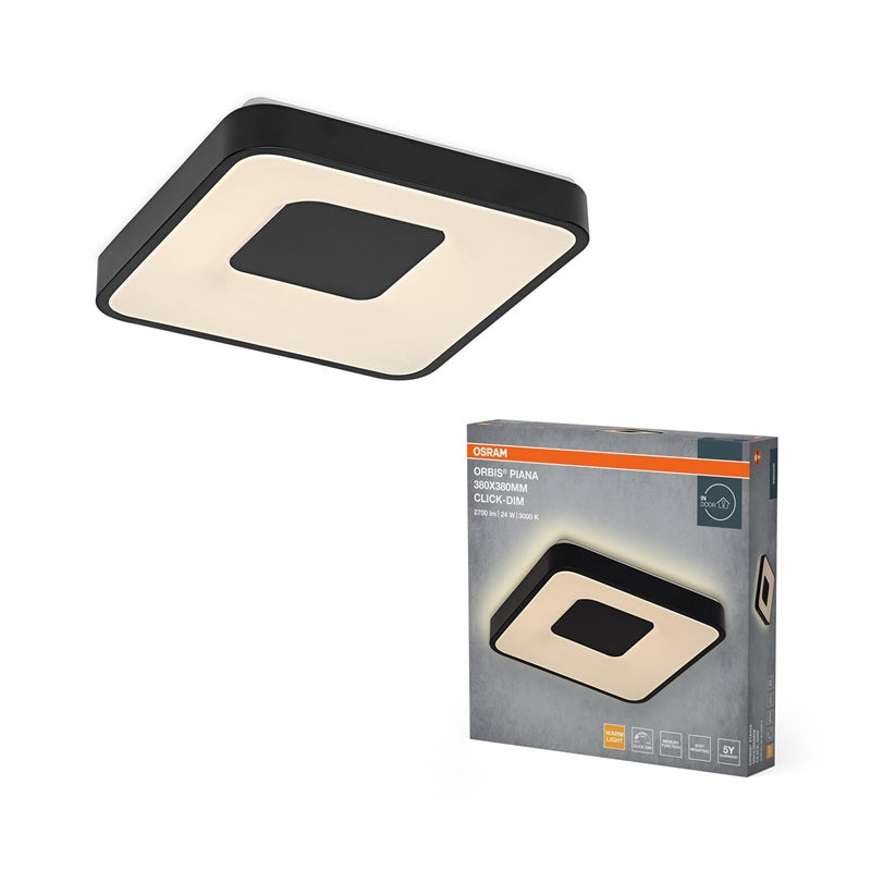 Lampa sufitowa Osram, LED, 24W, 3000K, 1450lm, Ø380, czarna