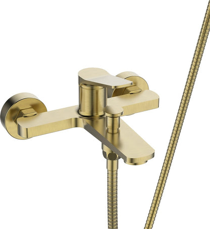Invena Nestos Gold Bathroom Faucet with Shower Kit