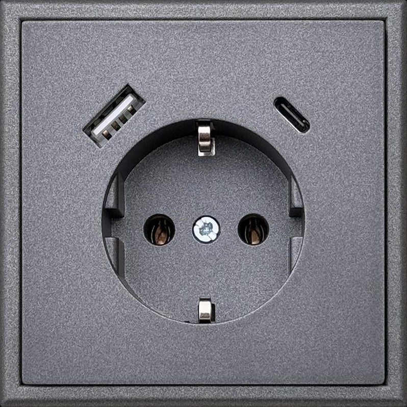 Socket and USB A+C charger LIREGUS MODERN, black