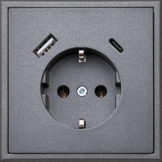 Kištukinis lizdas ir USB A+C kroviklis LIREGUS MODERN,juoda