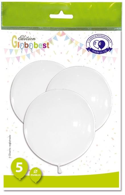 Balloons, oval, white, D45 cm 5 pcs.