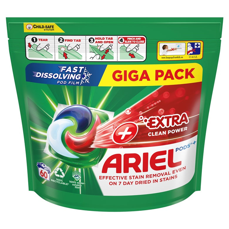 WASHING CAPSULES ARIEL EXTRA CLEAN 60PCS