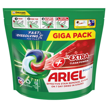 WASHING CAPSULES ARIEL EXTRA CLEAN 60PCS