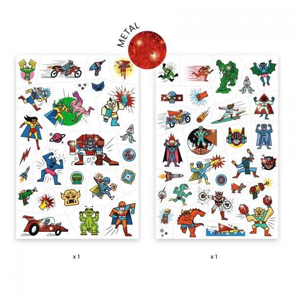 Rinkinys tatuiruotėms Djeco Superheroes DJ09614