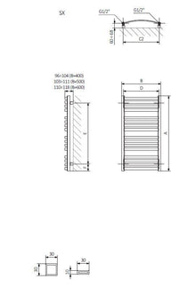 Electric towel dryer Terma D01 left-sided