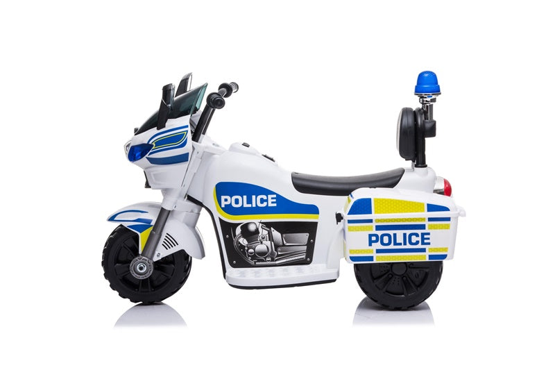 Kids' Electric Motorcycle Police, blue/white